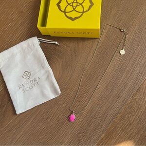 Kendra Scott Gold and Hot Pink Teardrop Pendant Necklace